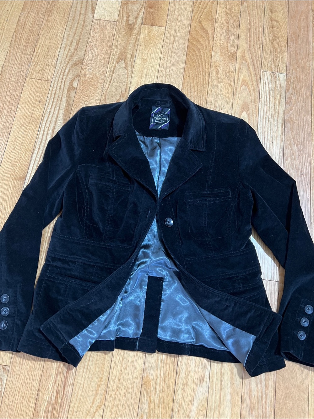Lady Hathaway Black Velvet Blazer Jacket